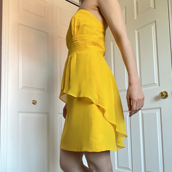 Alfred Angelo Canary Yellow Strapless Mini Dress - Picture 3 of 15